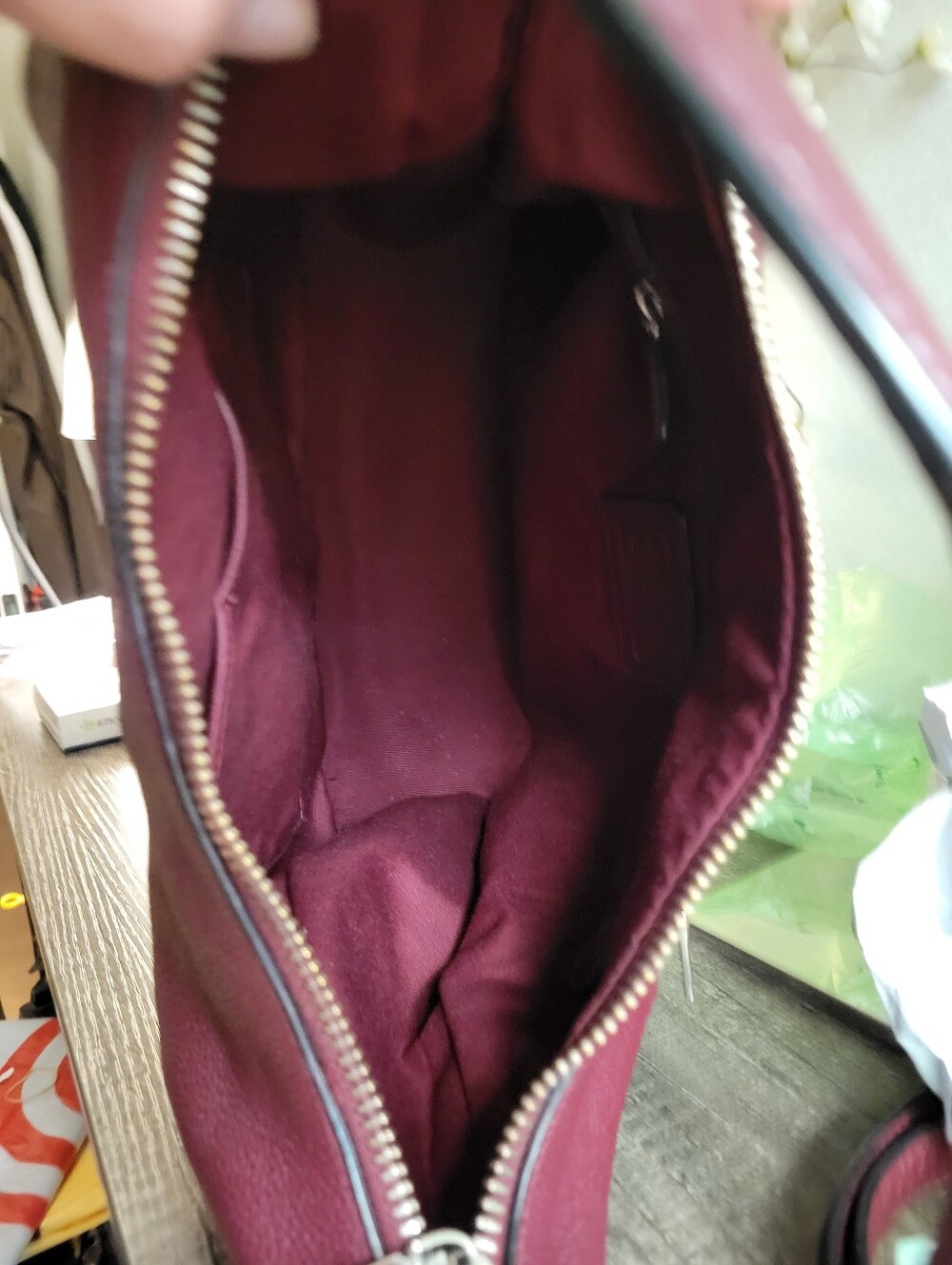 Coach Pebbled Leather Hobo Bag in Burgundy - Picture 5 of 6